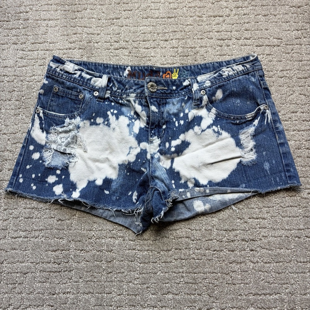Vintage y2k  MUDD Denim Jean Low Rise Short Short Booty Shorts Sz 13 x 2"